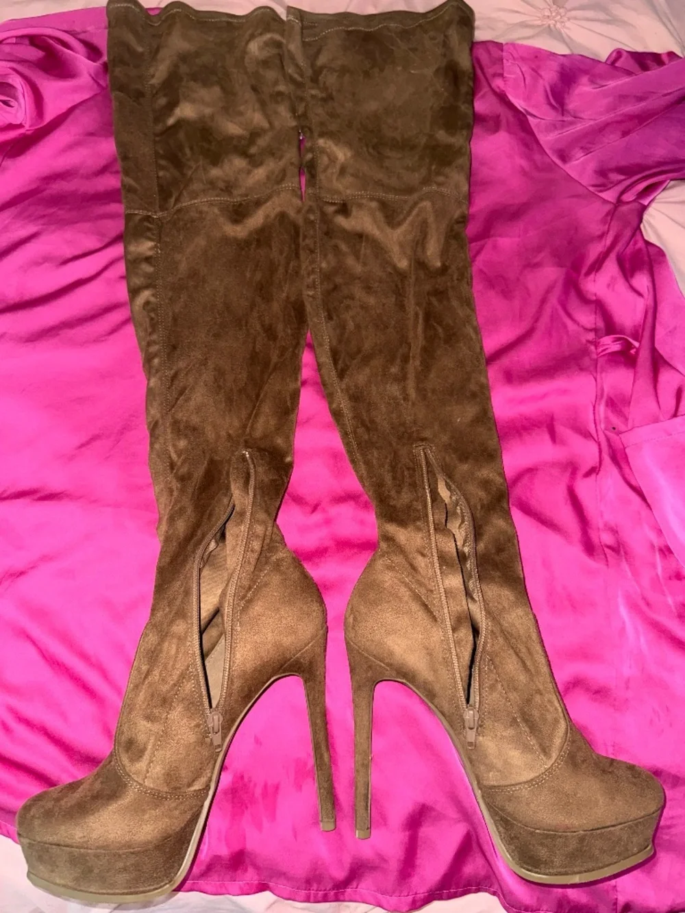 Brown thigh high boots